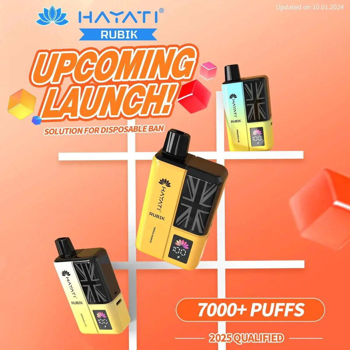 Hayati Rubik 7000 Puffs Prefilled Pod Kit (Pack of 5)