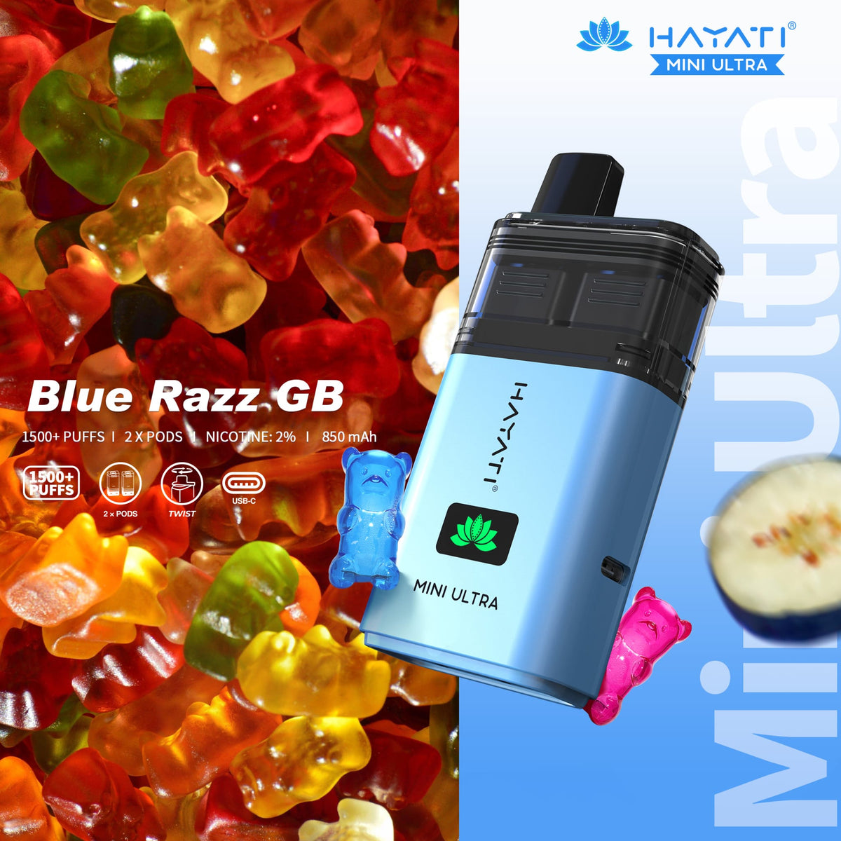 Hayati Mini Ultra 1500 Vape Kit (Box of 5)