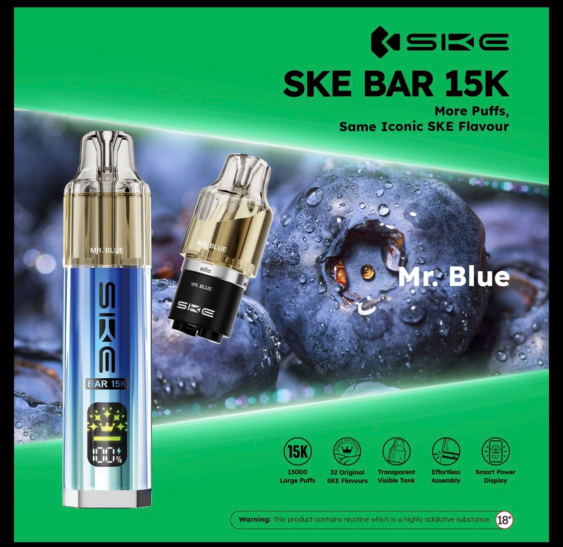 Box of 5 - SKE Bar 15K Puffs Prefilled Pod Kit