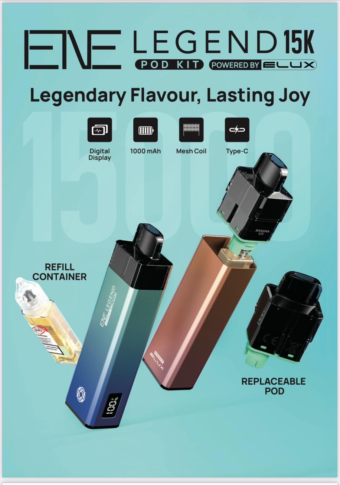 Elux ENE Legend 15k Pod Vape Kit (Pack of 5)