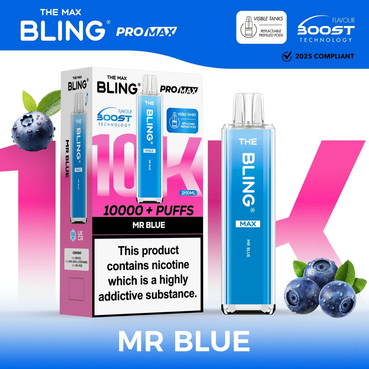 The Crystal Bling Max 10000 Preffilled Vape Kit Box of 5